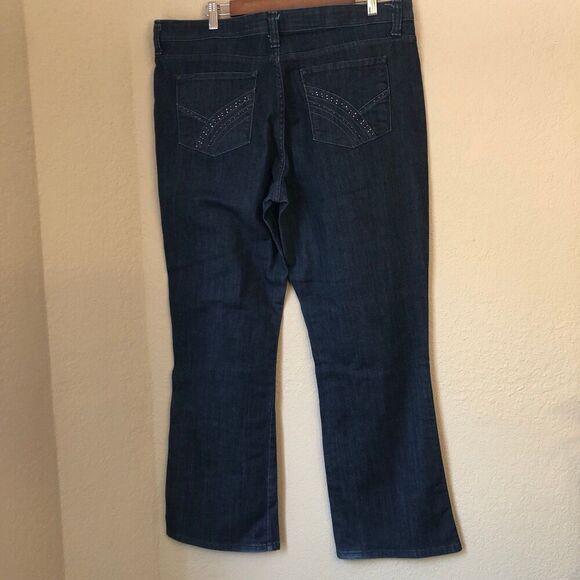 Lee Most Comfortable Jean Embellished Pockets Dark Wash Flare Leg 90s Style - Picture 2 of 12